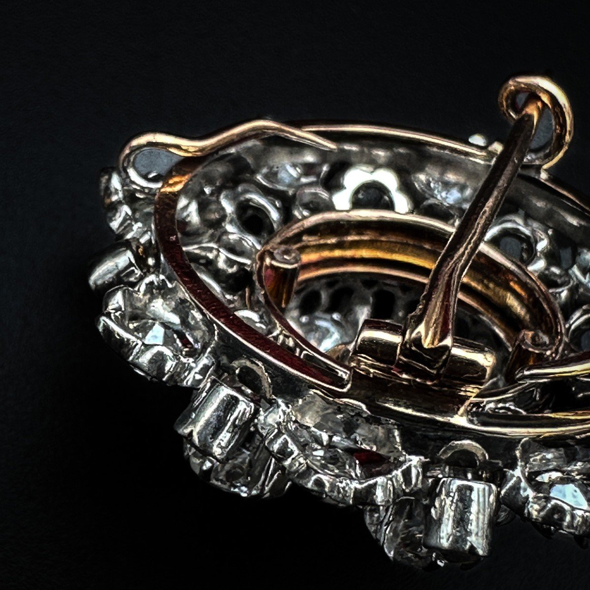 Broche Circulaire Napoléon III Or Et Argent Sertie De Diamants-photo-5