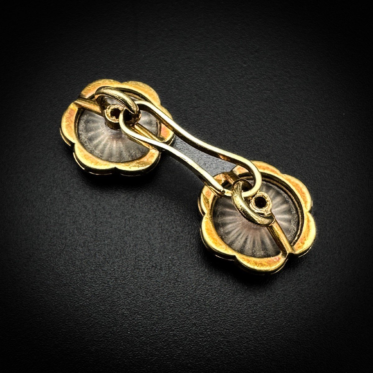 Boutons De Manchettes Art-déco En Or Jaune 18k-photo-2