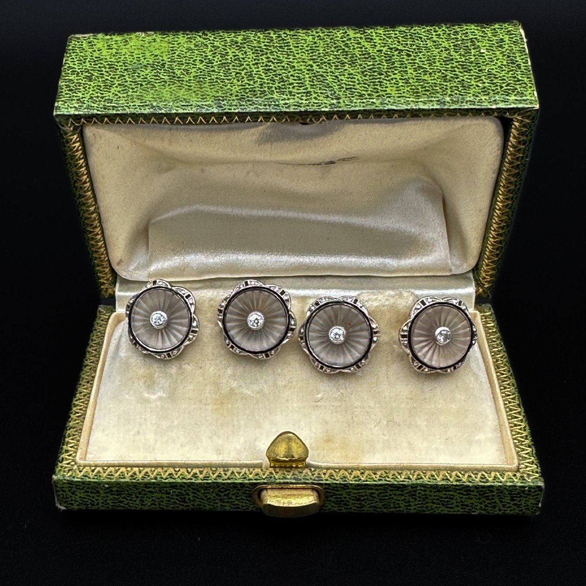 Boutons De Manchettes Art-déco En Or Jaune 18k