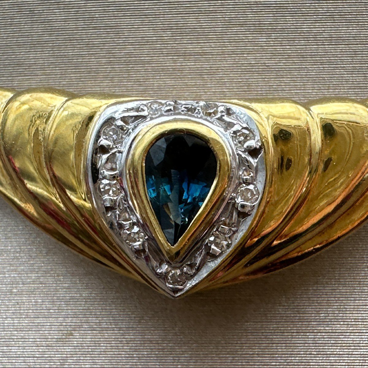 Collier En Or Vintage Saphir Et Diamants-photo-4