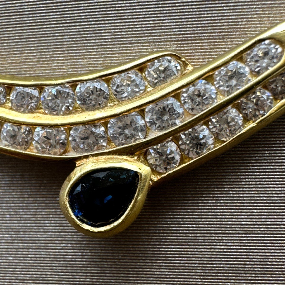 Collier En Or Vintage Saphir Et Diamants-photo-1