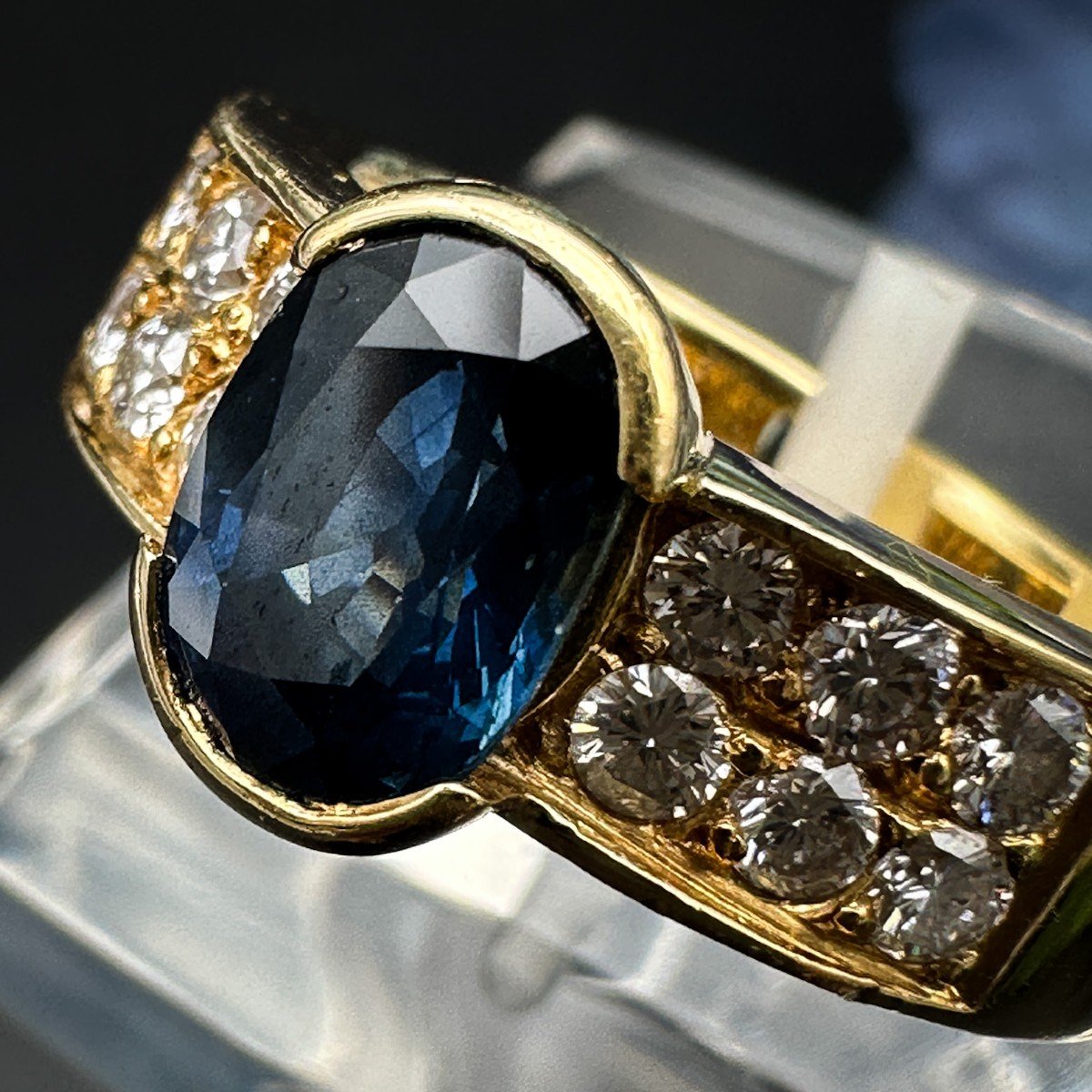 Bague Vintage Saphir Et Diamants-photo-4