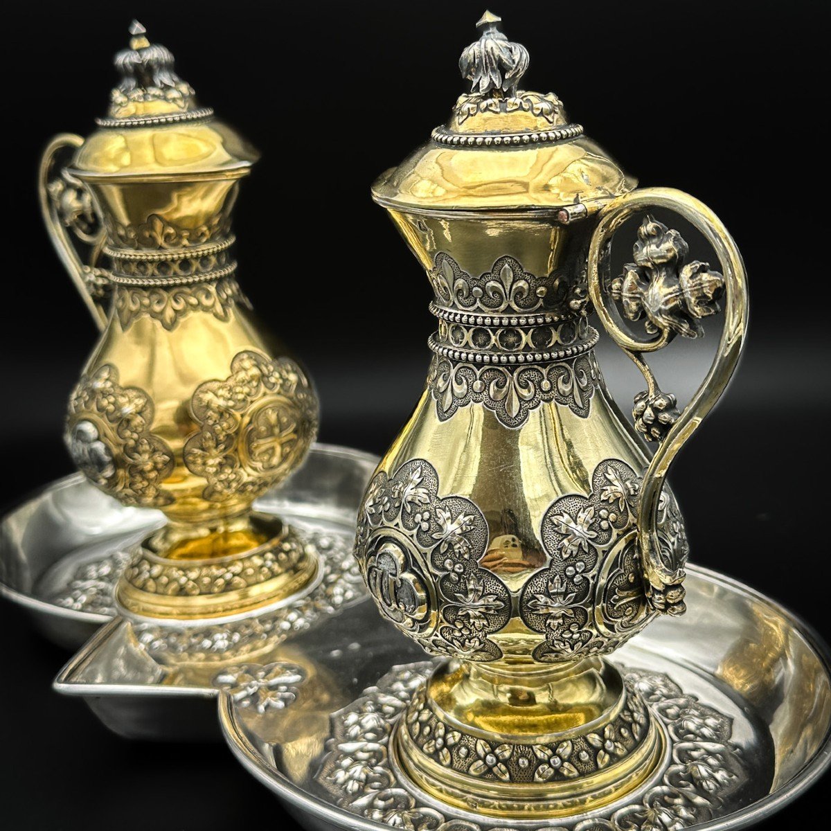Paire De Burettes En Argent Vermeil-photo-2