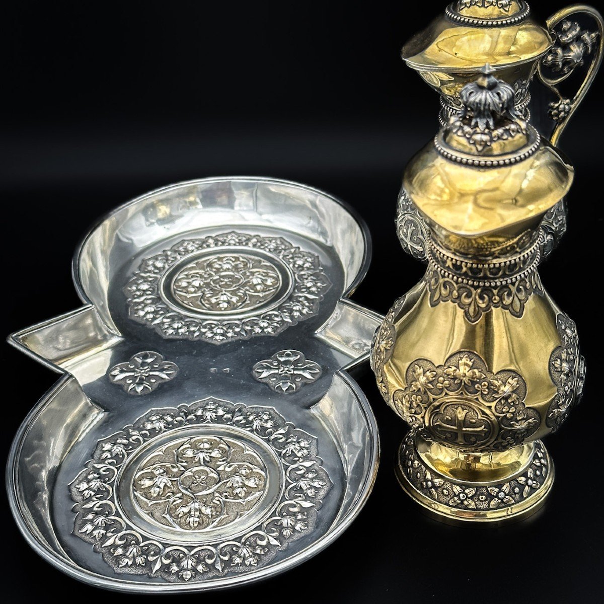 Paire De Burettes En Argent Vermeil-photo-6