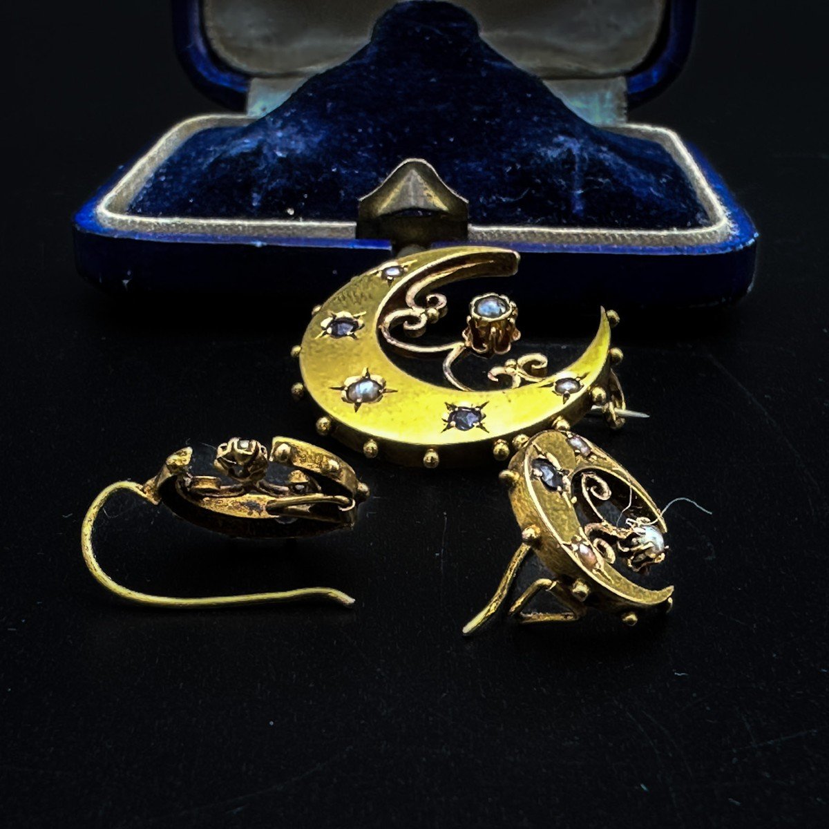 Ensemble Pendant D’oreilles Et Broche Lune De Miel-photo-3