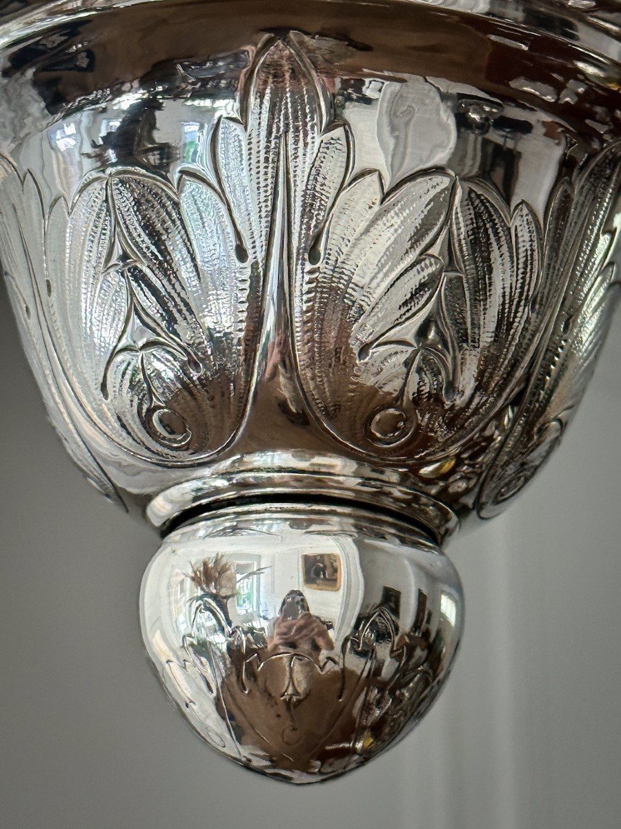 Lampe De Sanctuaire En Argent époque Napoléon III-photo-1