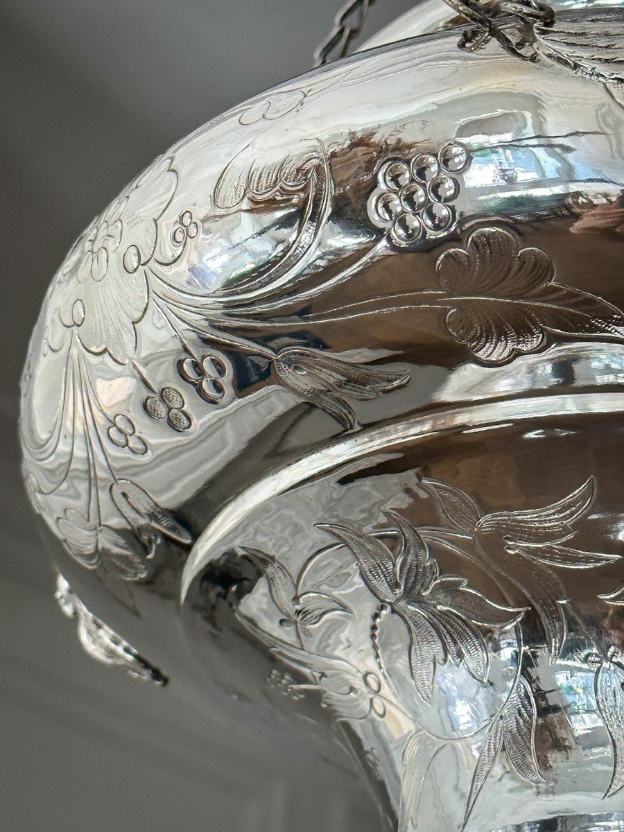 Lampe De Sanctuaire En Argent époque Napoléon III-photo-2