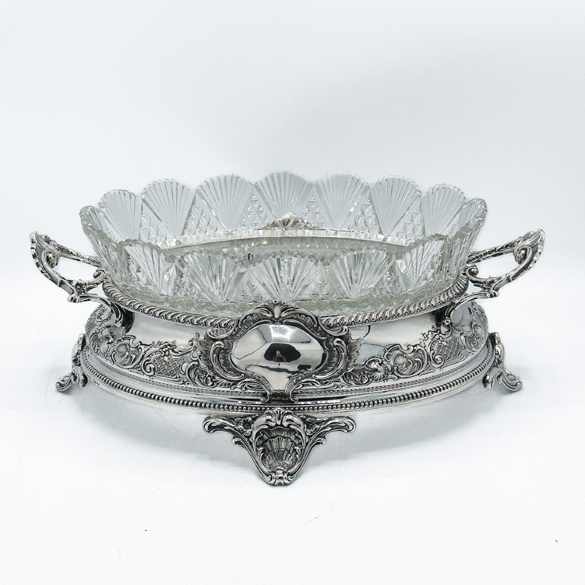Centre De Table De Style Louis XV En Cristal Et Argent Massif 800/1000