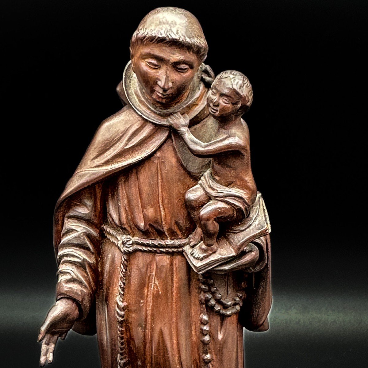 Saint Antoine, Boxwood Sculpture From The End Of The 18th Beginning 19th-photo-2