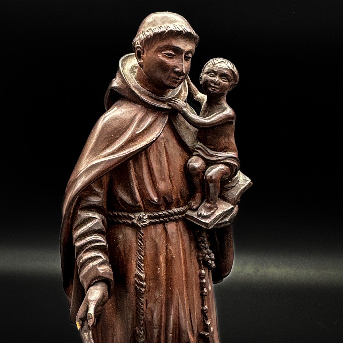 Saint Antoine, Boxwood Sculpture From The End Of The 18th Beginning 19th-photo-2