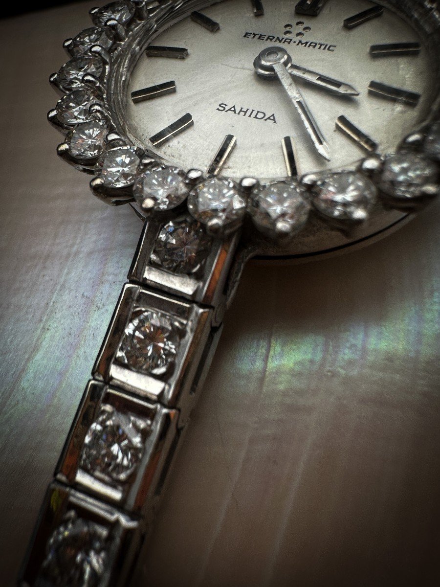 18k Gold Evening Bracelet Watch Entirely Set With Diamonds-photo-1