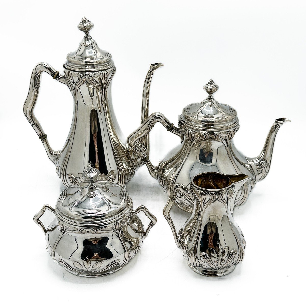 Coffee And Tea Service In 800/1000 Sterling Silver -photo-2