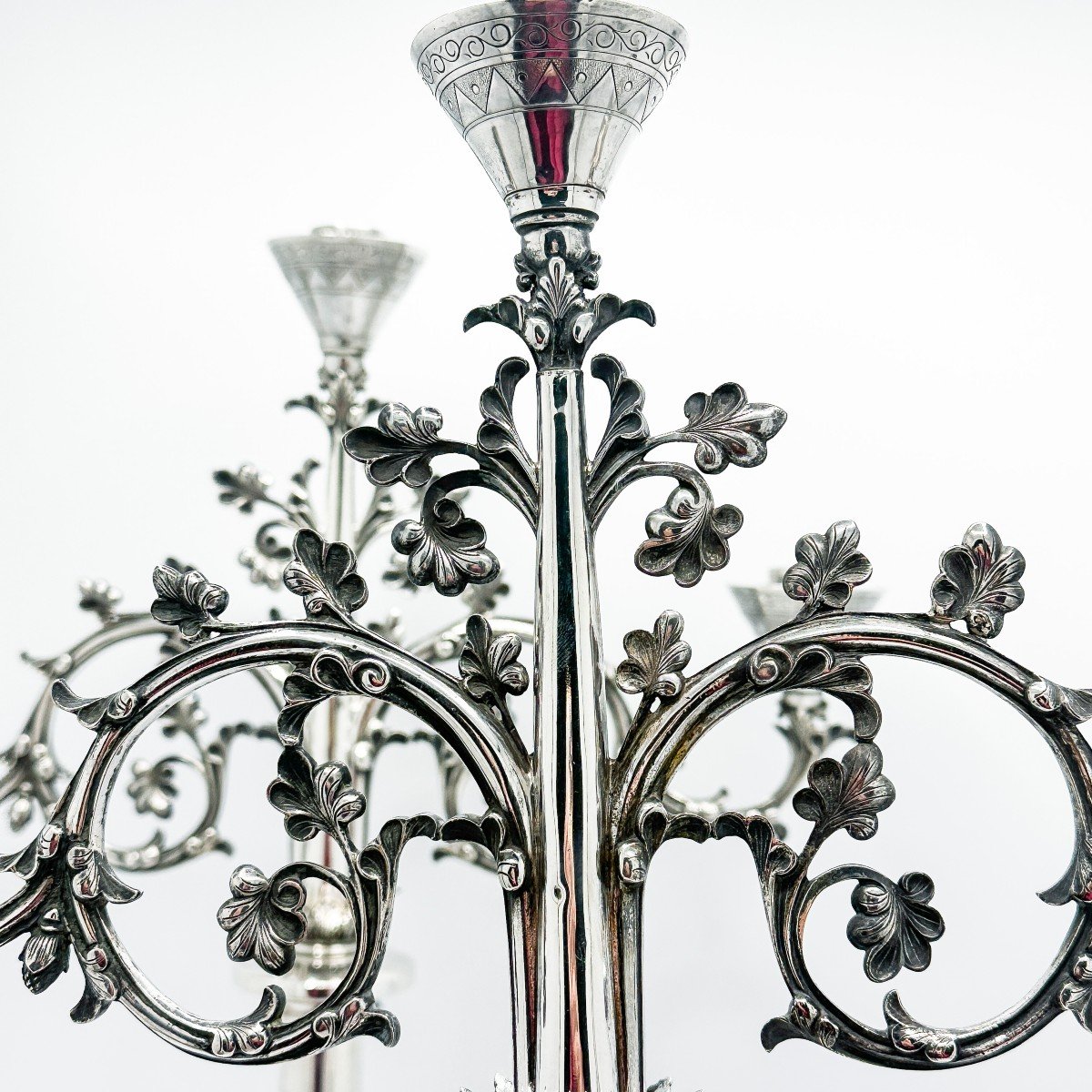 Demarquet & Frères, Pair Of Candelabras In 950/1000 Sterling Silver.-photo-1