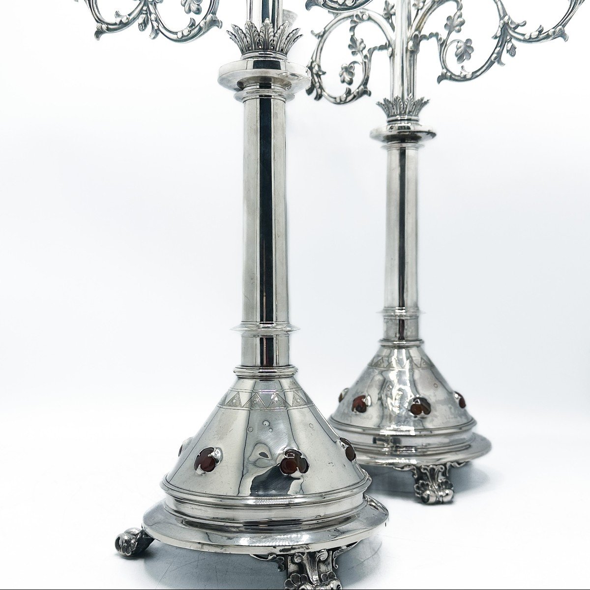 Demarquet & Frères ,paire De Candélabres En Argent Massif 950/1000 .-photo-6