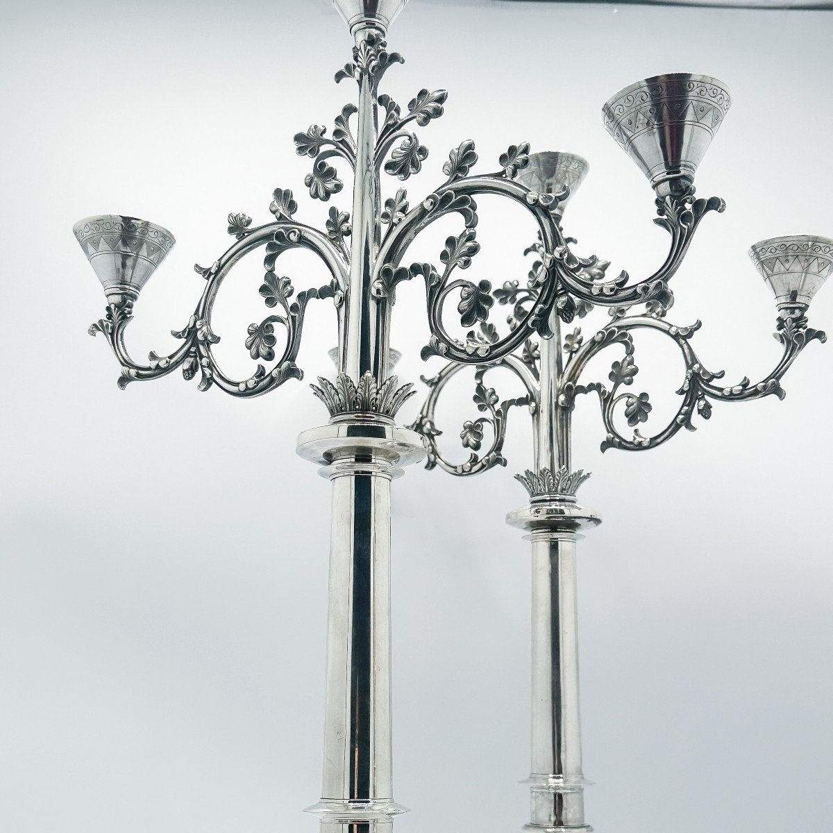 Demarquet & Frères ,paire De Candélabres En Argent Massif 950/1000 .-photo-7