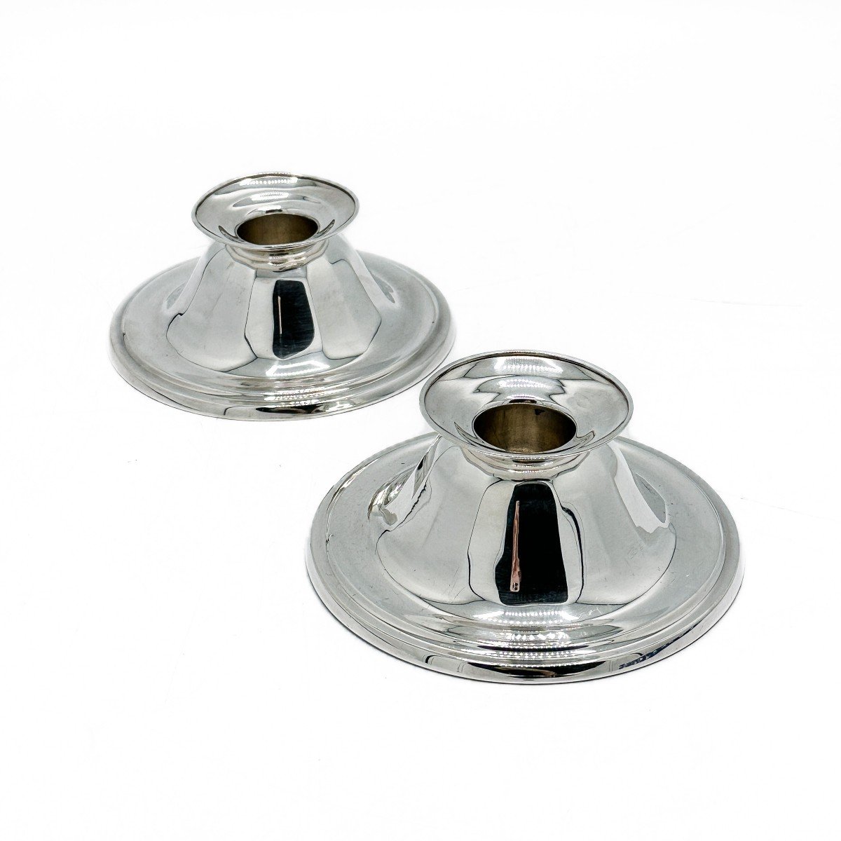 Wolfers, “jade” Model Pair Of Small Art Deco Style Candlesticks Circa 1945-photo-3