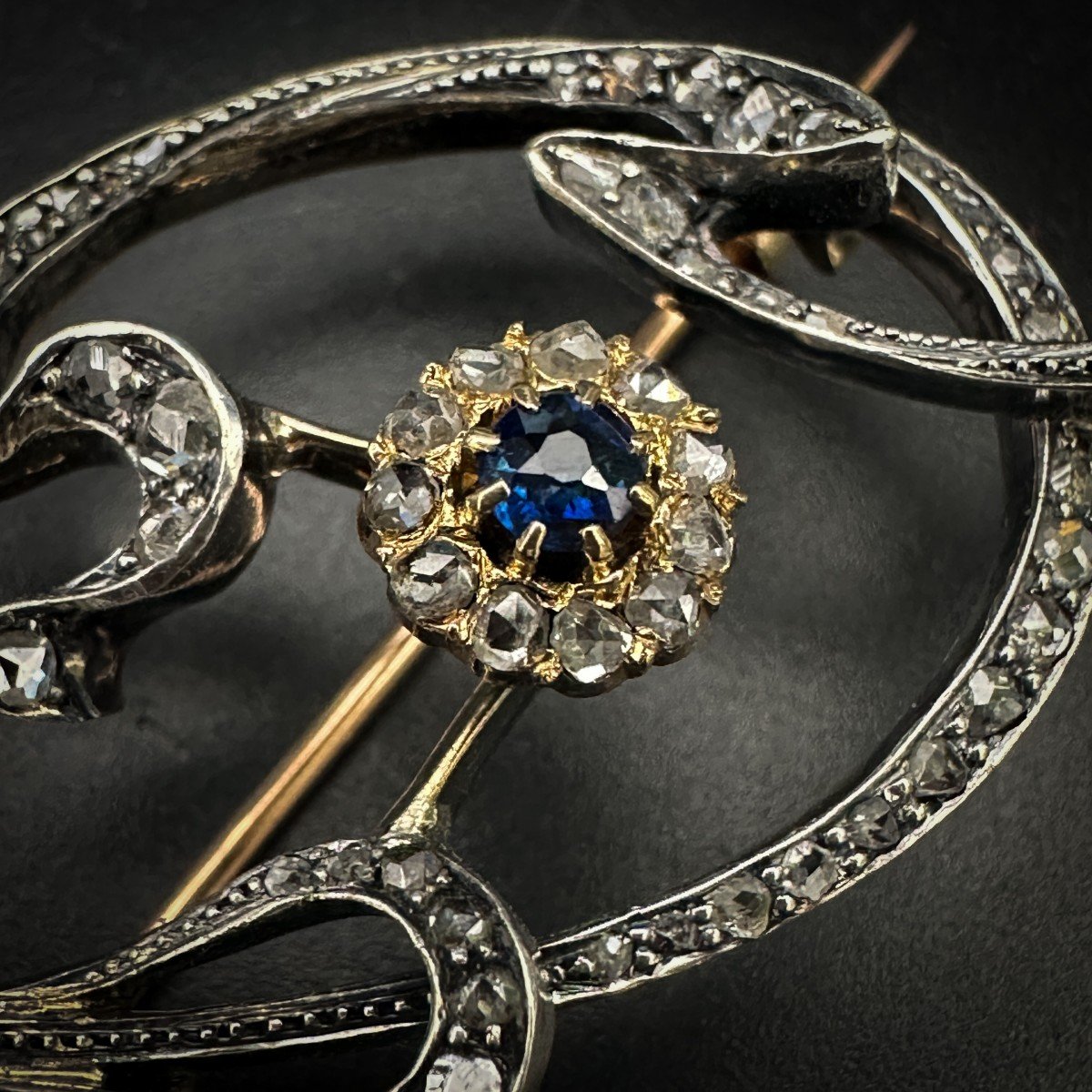 Art Nouveau, Gold, Silver, Diamonds, Sapphires And Pearls Brooch.-photo-2