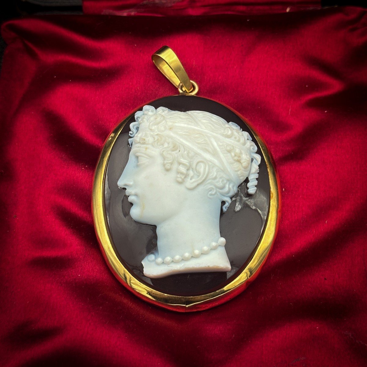 Agate Cameo, Napoleon III Period, 18 K Gold Rim 