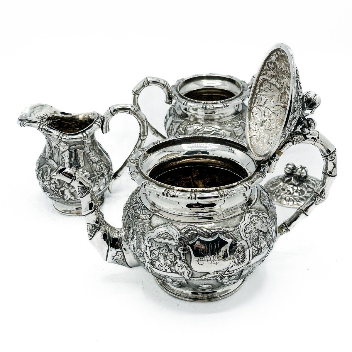 China Tea Service In Sterling Silver 2 Eme Half 19 Eme.-photo-1