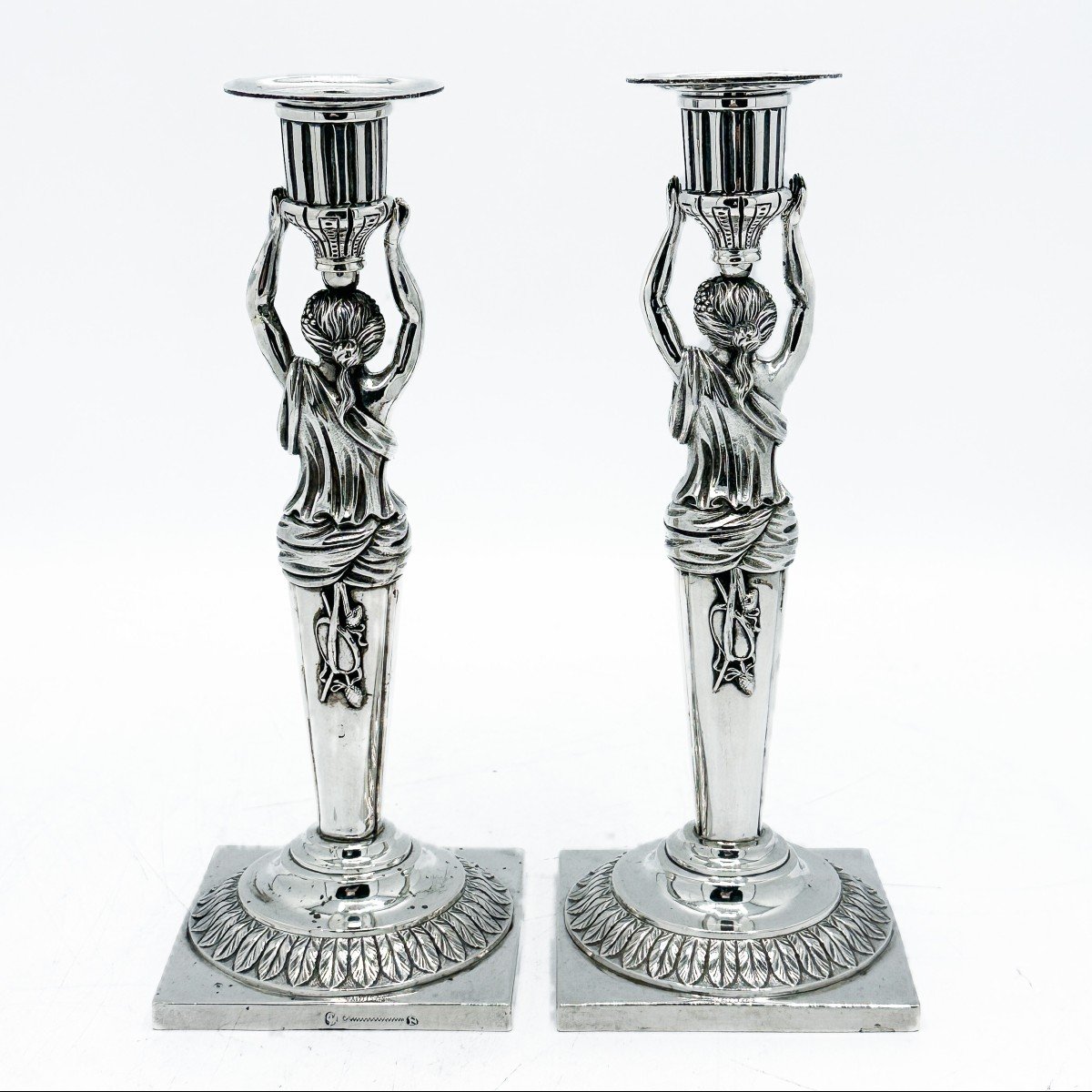 Nuremberg 1780  Paire De Flambeaux Caryatides ,-photo-1