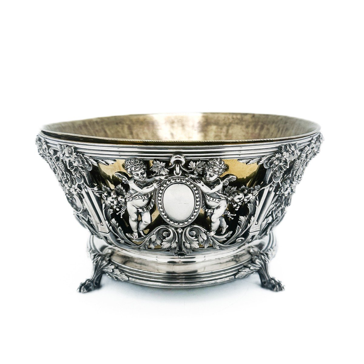 Grand Centre De Table En Argent Massif 950/1000-photo-3