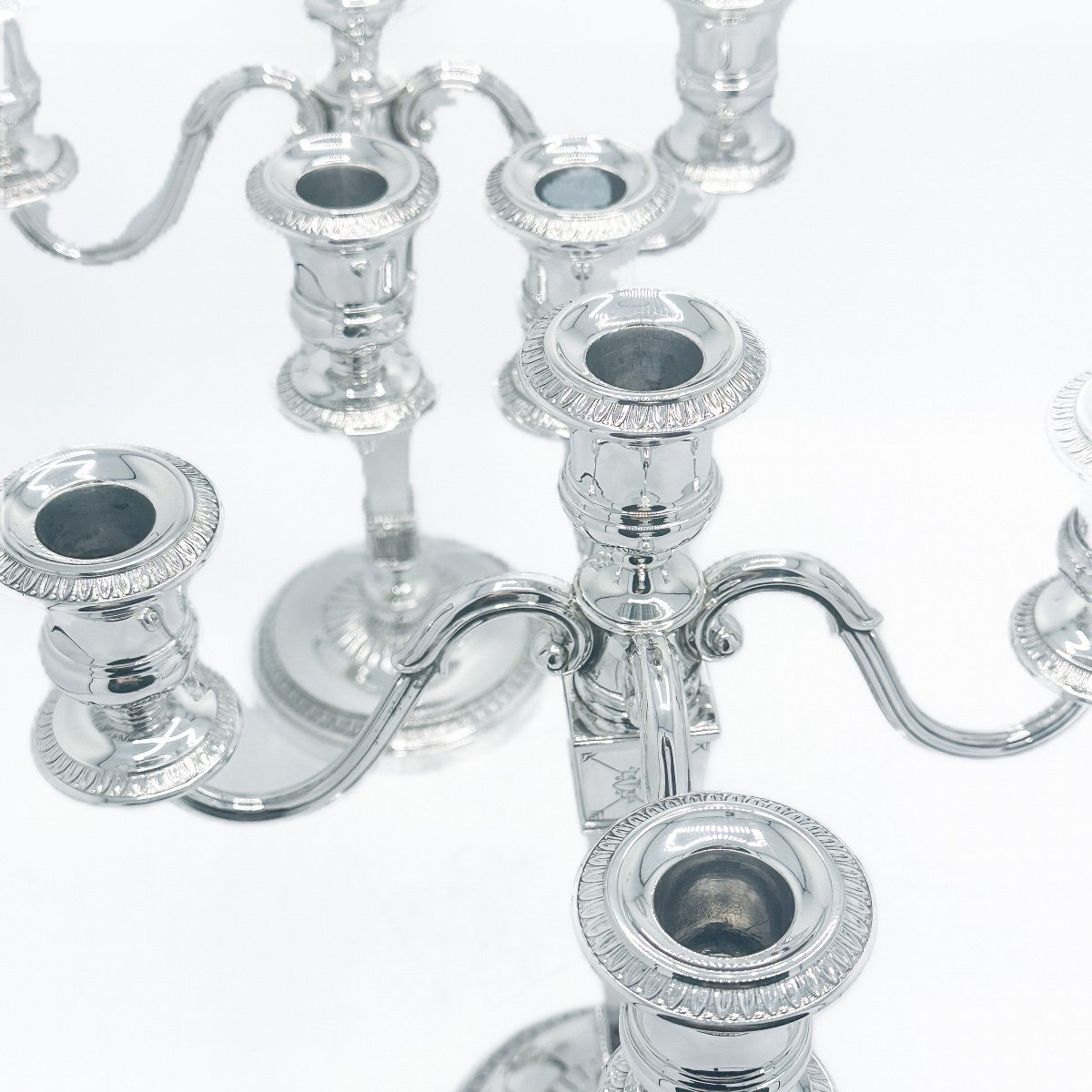 Pair Of Candelabras In 900/1000 Sterling Silver By Goldsmith Sauvage In Ghent-photo-3