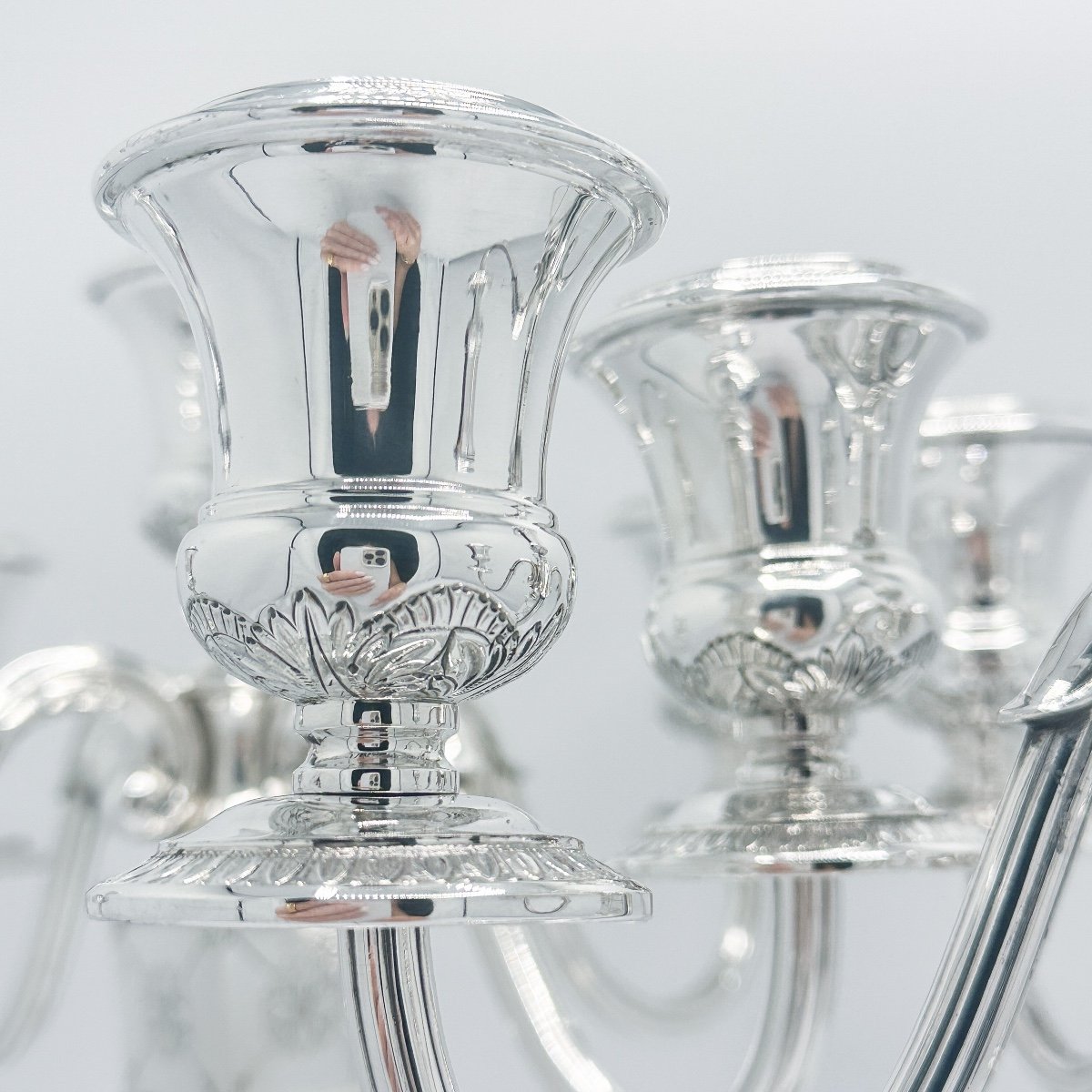 Pair Of Candelabras In 900/1000 Sterling Silver By Goldsmith Sauvage In Ghent-photo-4