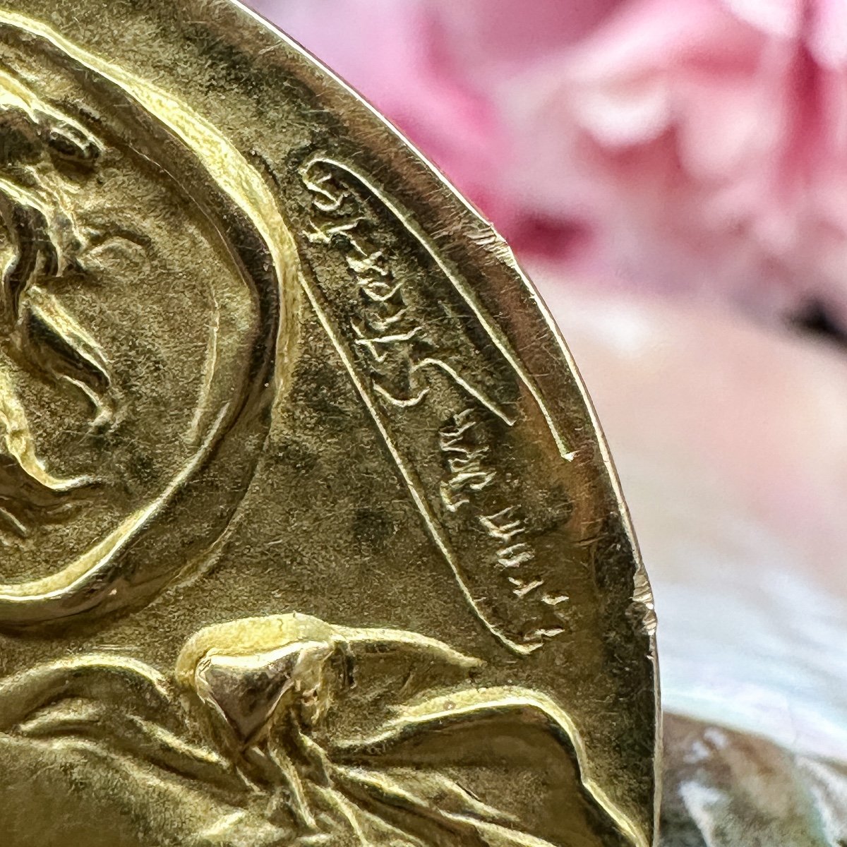 Broche Art-nouveau Or 18k Signé Van Der Straeten-photo-4