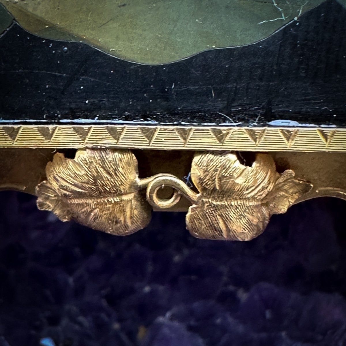 Broche" Grand Tour" Pitra Dura Monté Sur Or 18k -photo-1