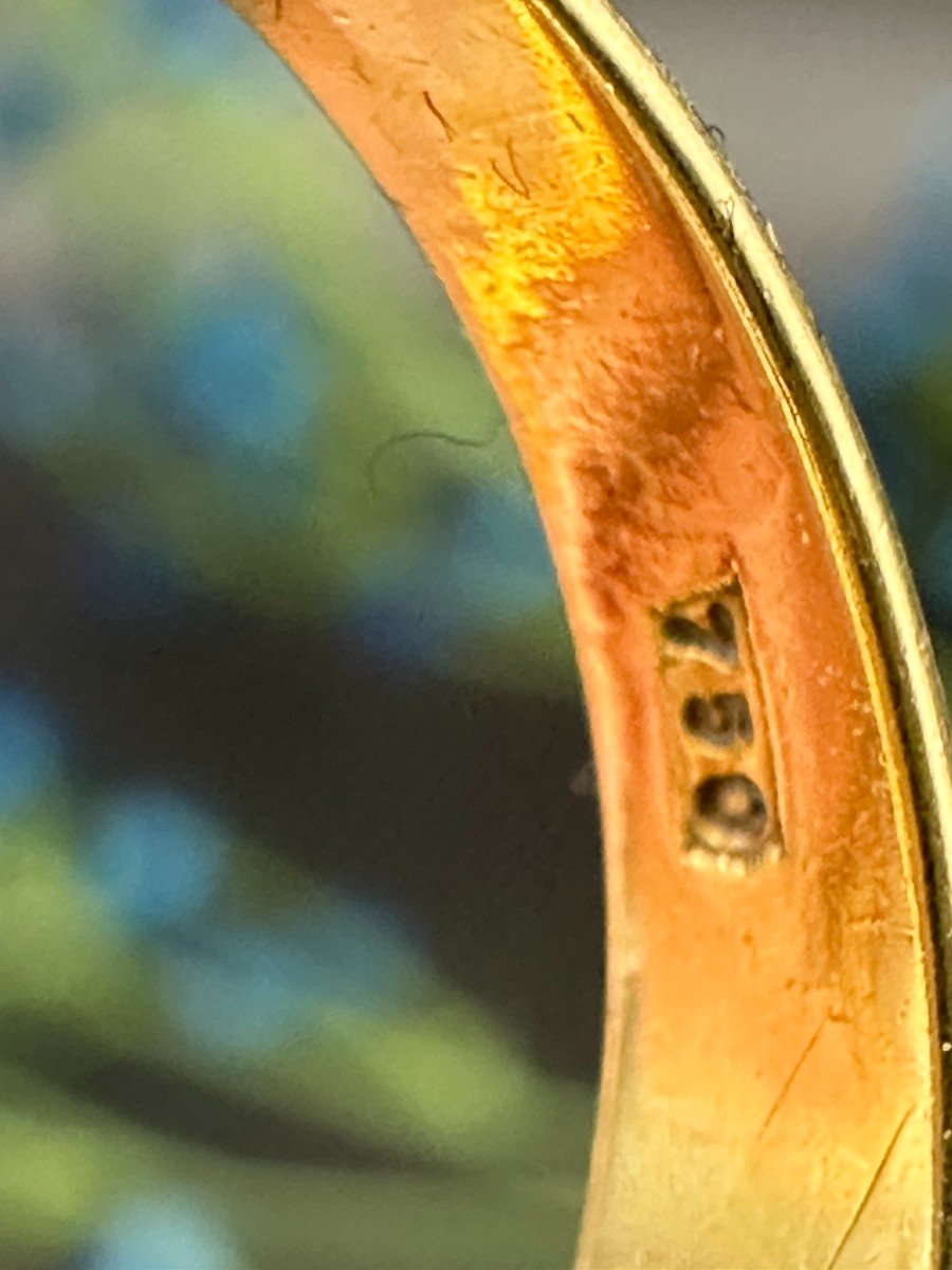 18 K Gold Ring Turquoises And Diamonds 1950s -photo-5
