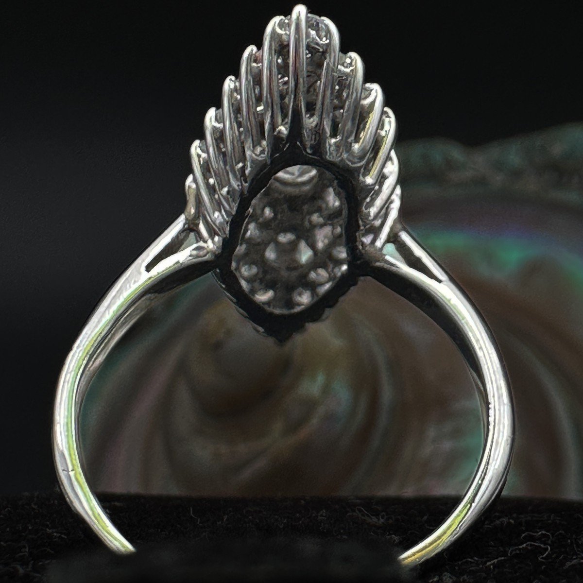 Bague “marquise “ Or 18 K Entièrement Sertie De Diamants Taille Brillants.  -photo-4