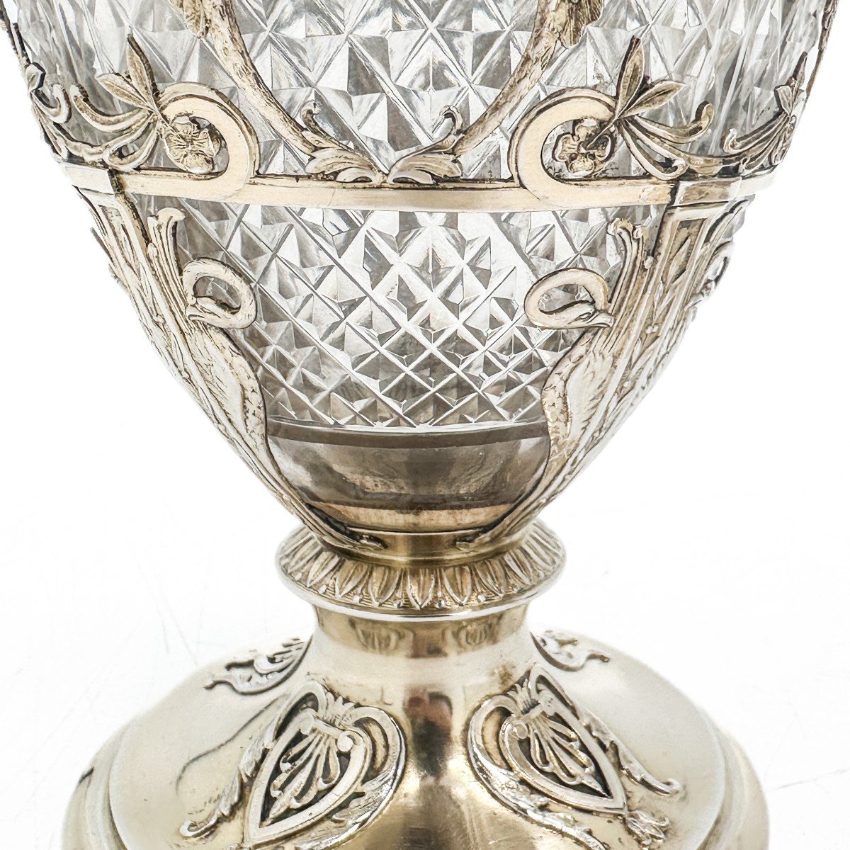 Pair Of Wine Carafes In Silver Vermeil And Cut Crystal -photo-4