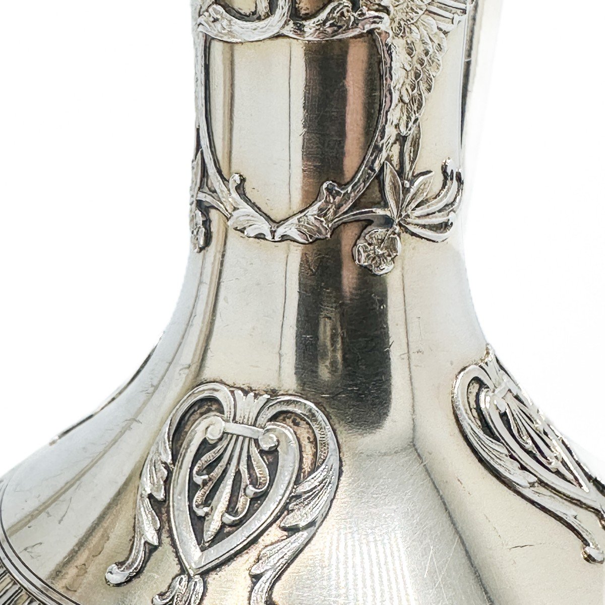 Pair Of Wine Carafes In Silver Vermeil And Cut Crystal -photo-5