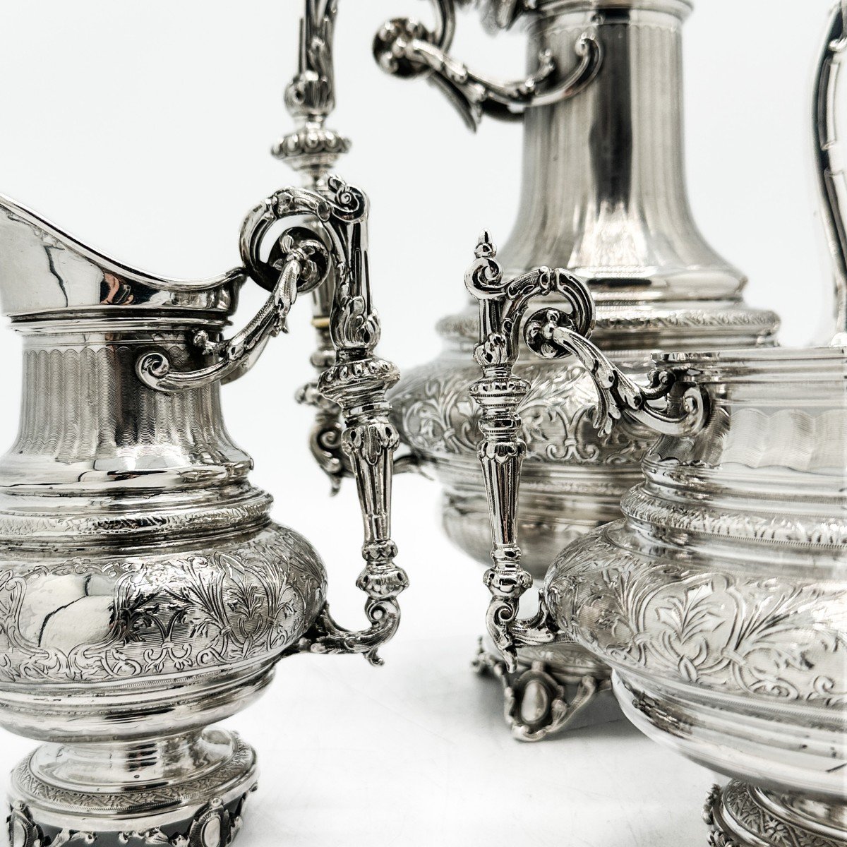 3 Piece Sterling Silver Service 1 And Title. French Work By Ferry, Napoleon III Period.-photo-1