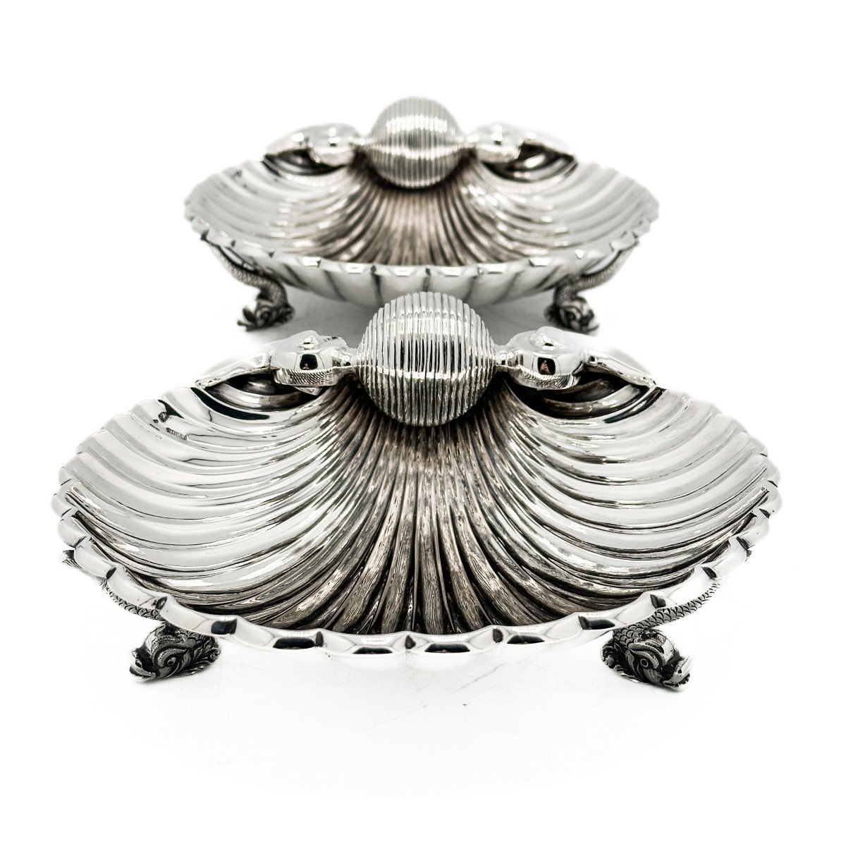Pair Of Large Silver Shells 1 Title. 916/1000-photo-2