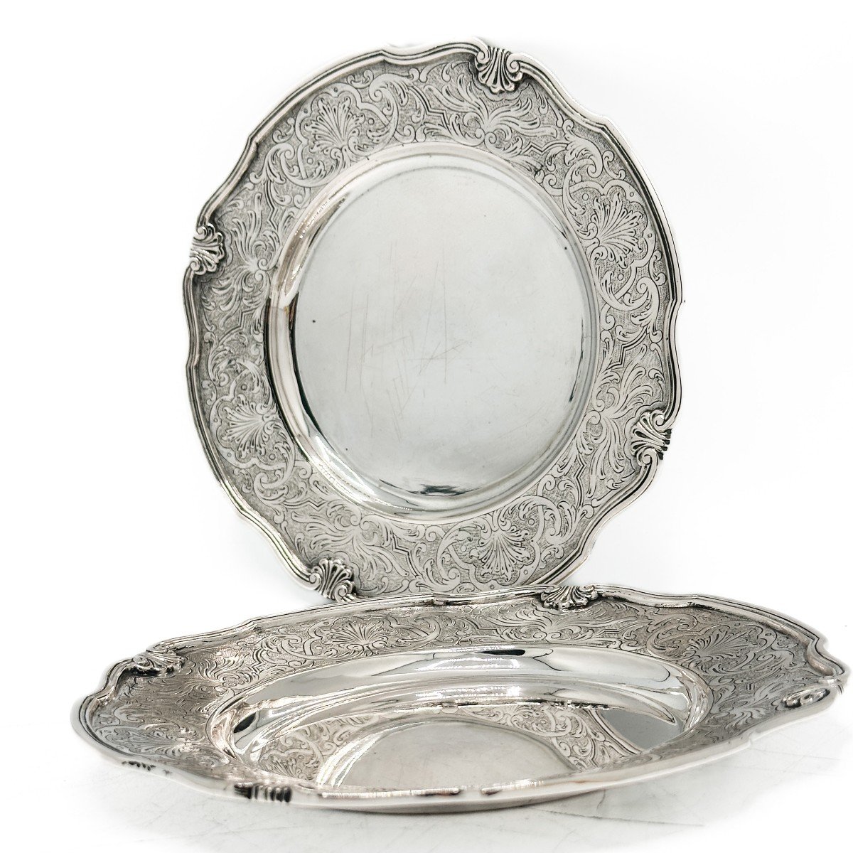 Paire De Grands Dessous De Bouteilles En Argent Massif 800/1000 -photo-4