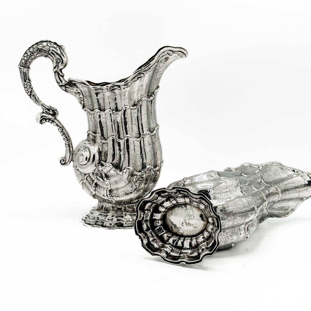 Pair Of “nautilus” Jug Sterling Silver Hanau. -photo-2