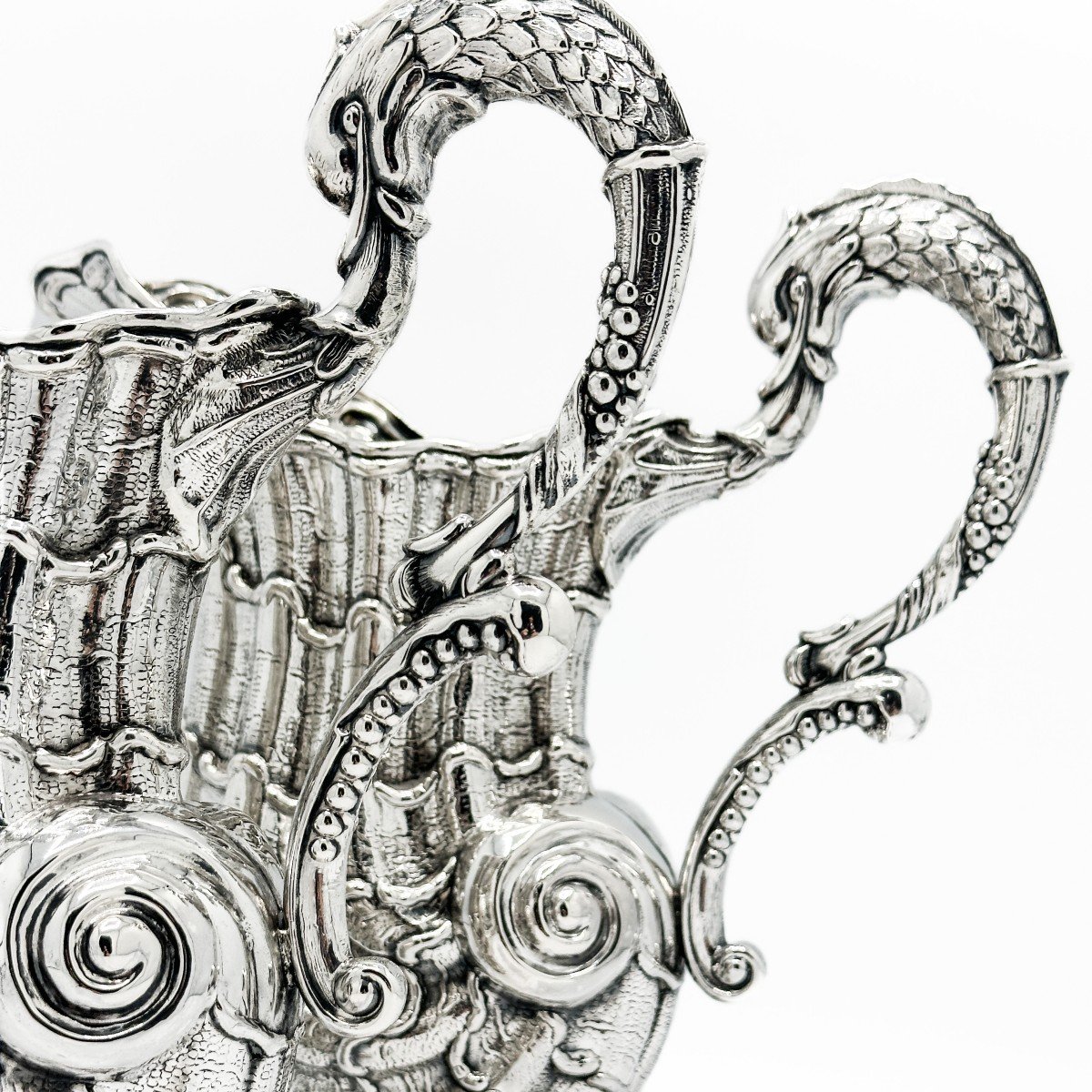 Pair Of “nautilus” Jug Sterling Silver Hanau. -photo-6