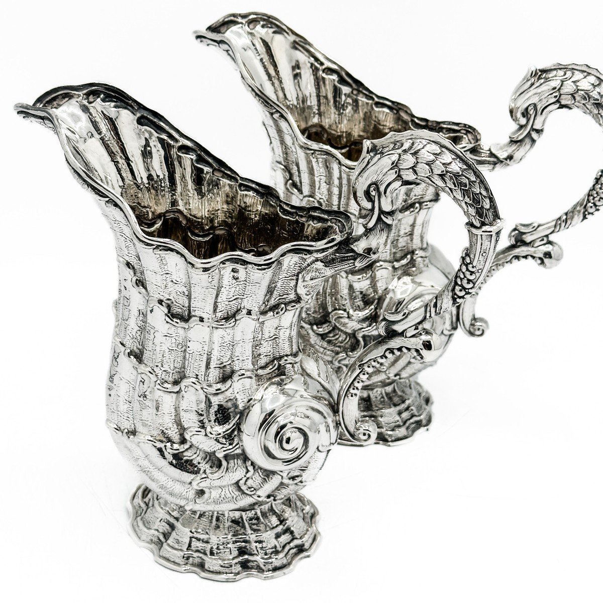 Pair Of “nautilus” Jug Sterling Silver Hanau. -photo-7