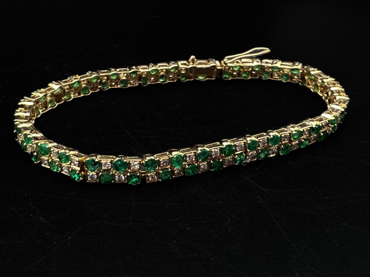 Emerald And Diamond Tennis Bracelet-photo-6