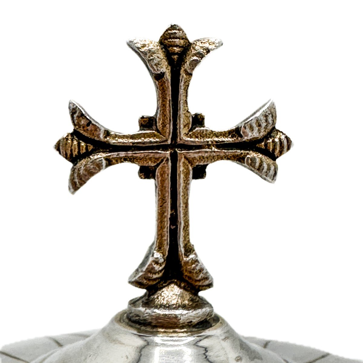 Small Silver And Gilded Brass Ciborium, French Work From The End Of The 19th Century-photo-2