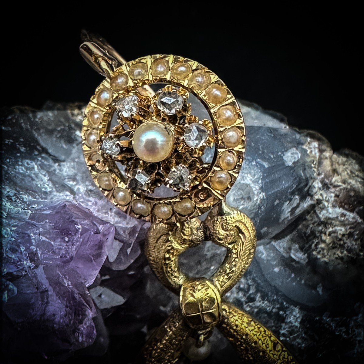 Pair Of Napoleon III Period Earrings “with Horns Of Plenty”-photo-1