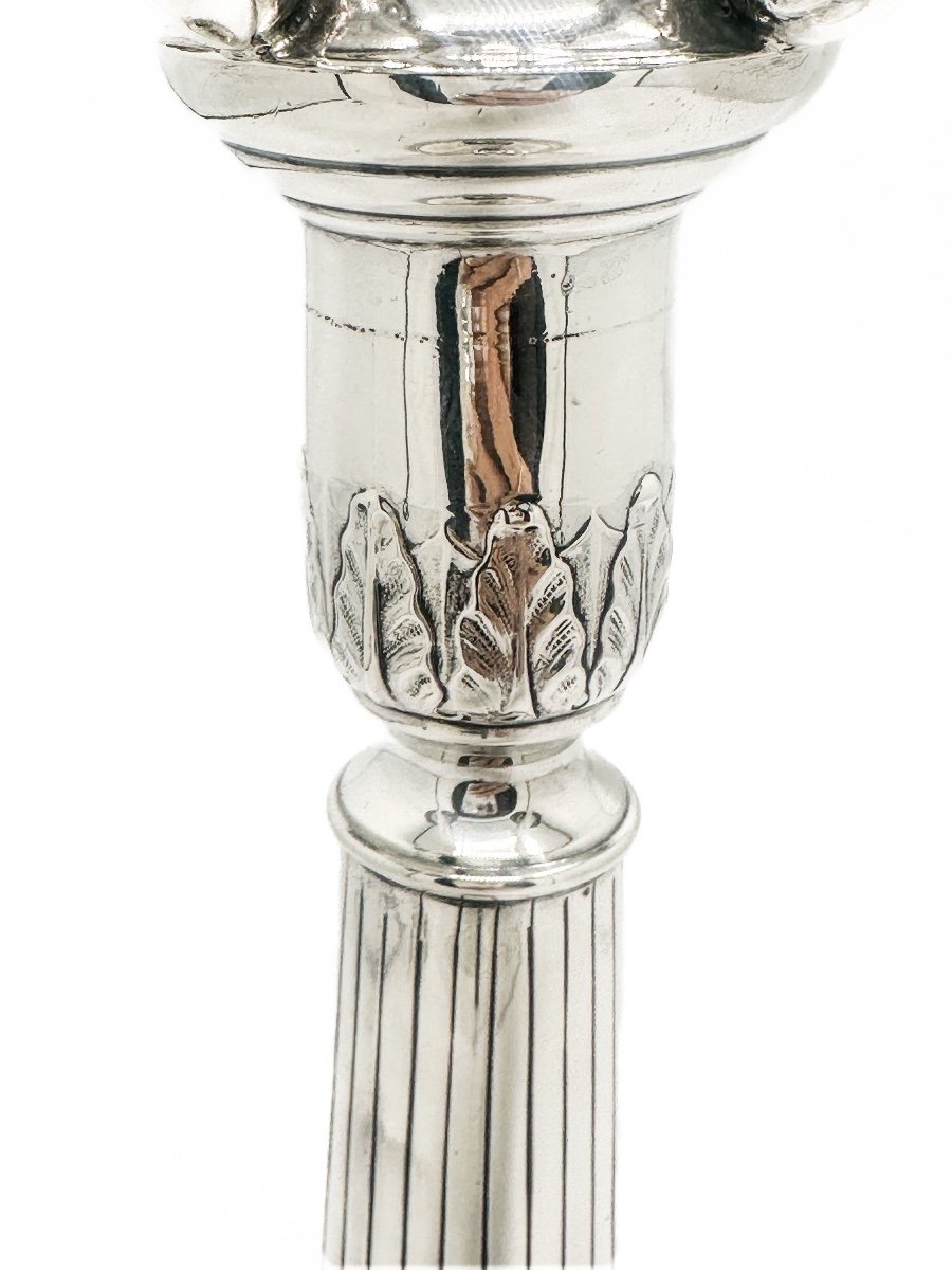 Pair Of Candelabra In Solid Silver 916/1000-photo-5
