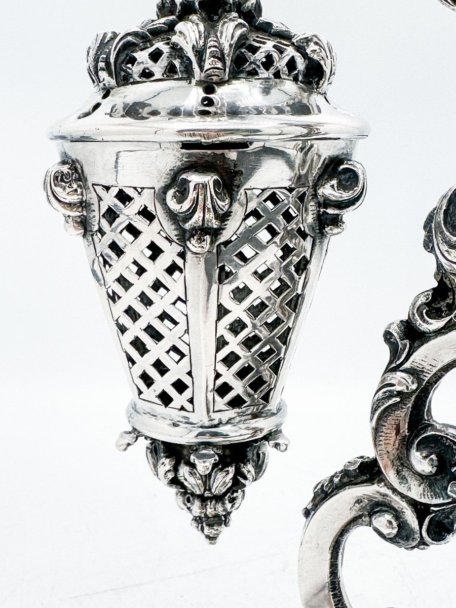 Rare Table Lantern In Solid Silver 800/1000-photo-4