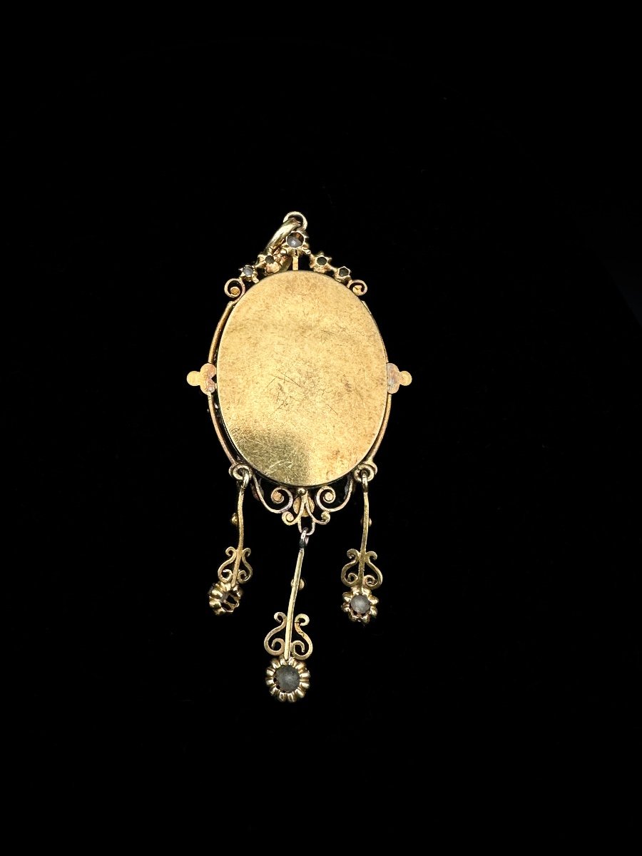 18 Carat Gold Medallion Pendant And Cameo – Napoleon III Period (1860-1880)  -photo-2
