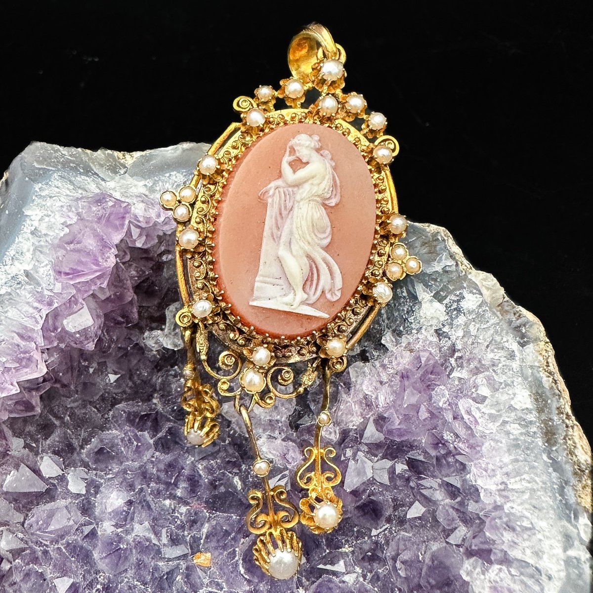 18 Carat Gold Medallion Pendant And Cameo – Napoleon III Period (1860-1880)  -photo-1