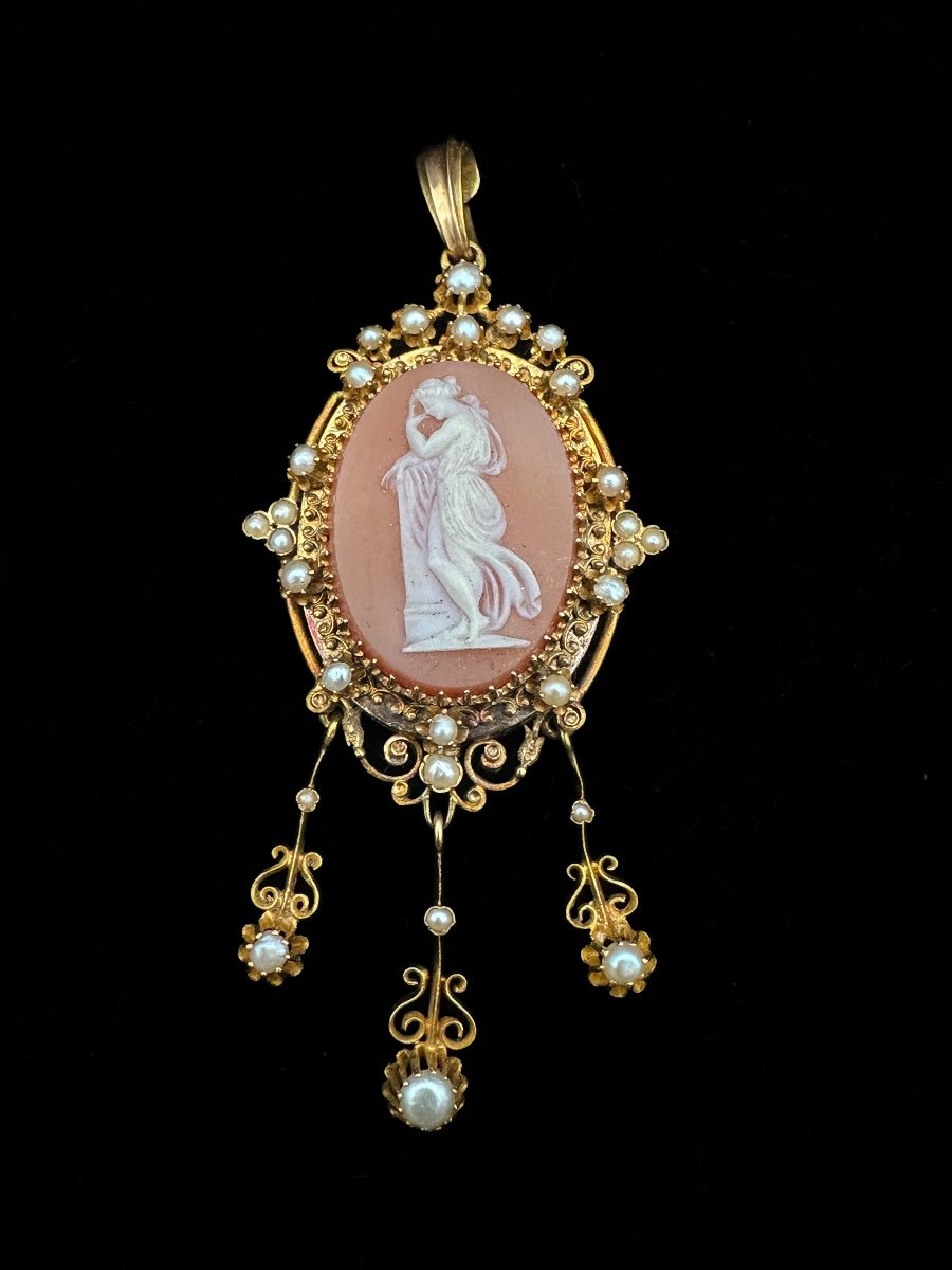 18 Carat Gold Medallion Pendant And Cameo – Napoleon III Period (1860-1880)  