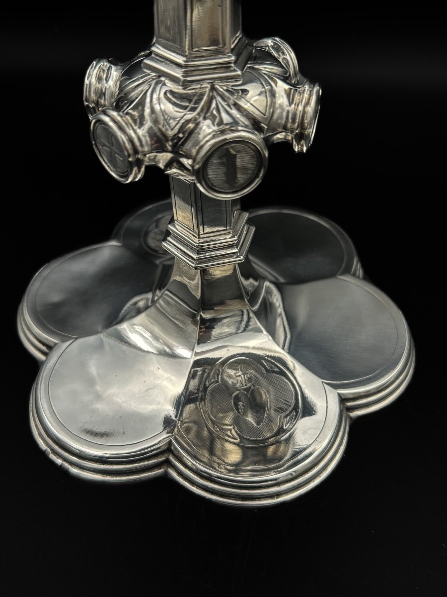 Belgian Chalice In 800 Thousandths Silver – Second Half Of The 19th Century, Neo-gothic Style -photo-4