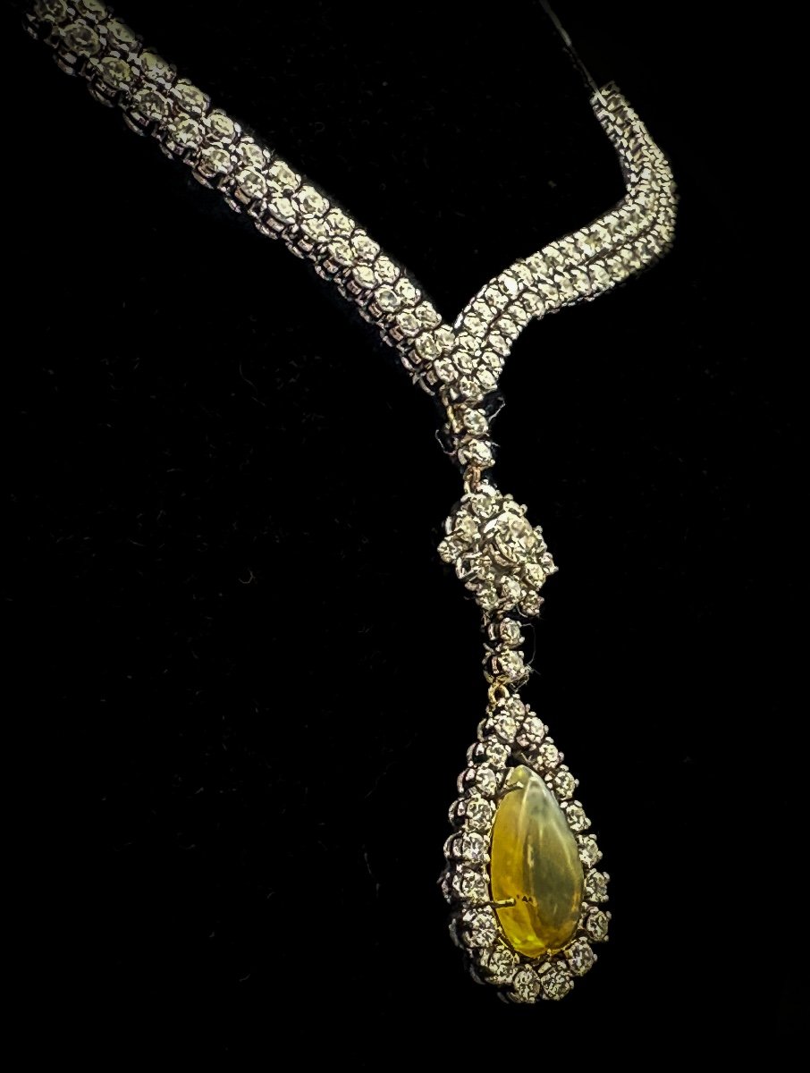 Collier De Haute Joaillerie En Or 18 Carats Serti De 136 Diamants (20 Cts) Et D’une Opale De 4,-photo-8