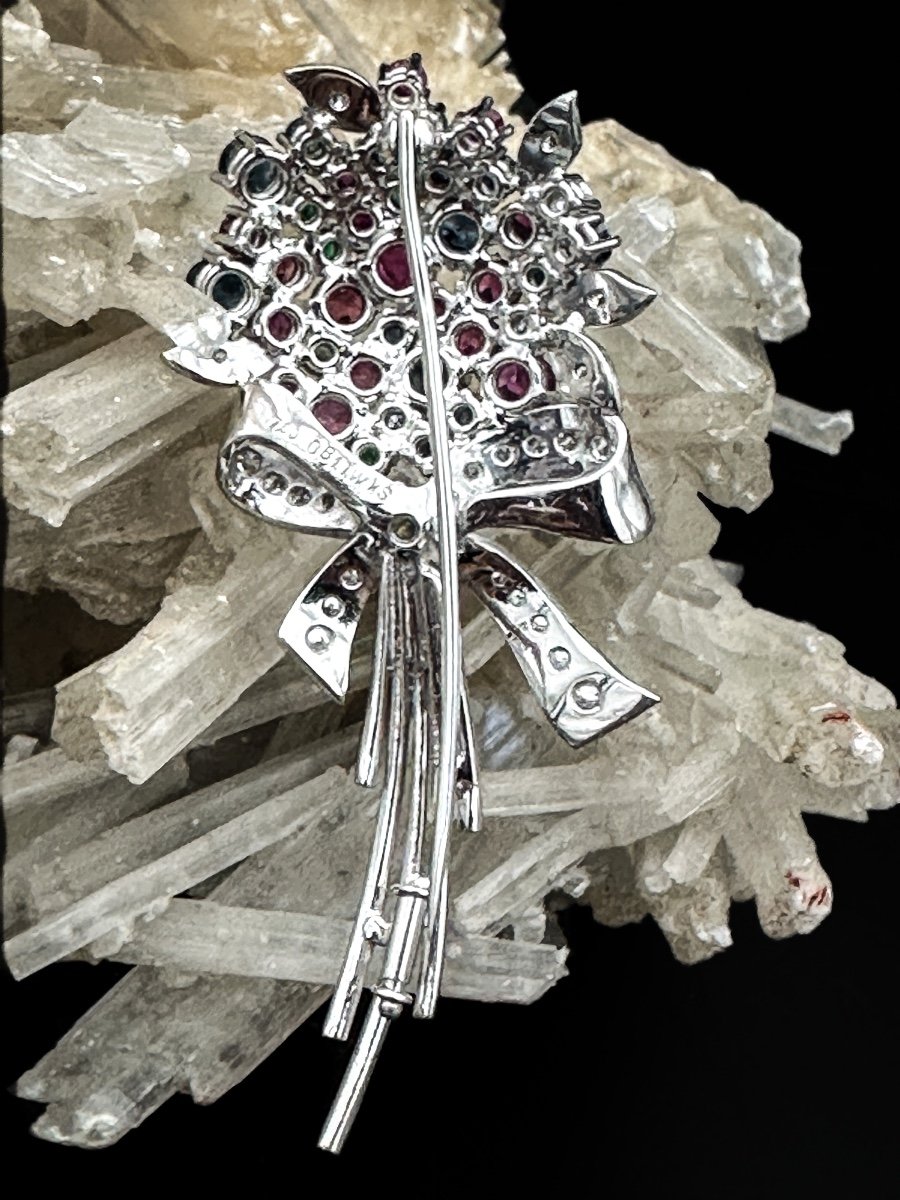 “tutti Frutti” Brooch In 18 Carat White Gold – Work From The 50s-60s Exceptional Brooch “-photo-4